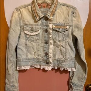 Rue21 Light Blue Denim Jacket with Lace Trim